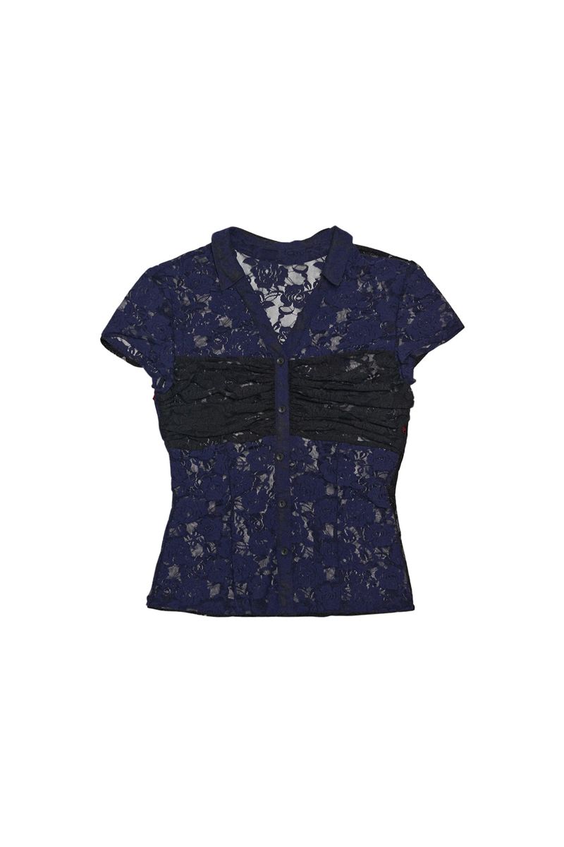 DARLING, YOU ARE BAD（YOU ARE BAD）の「LACE SHIRRING SHIRT #NAVY&BLACK（Tops）」