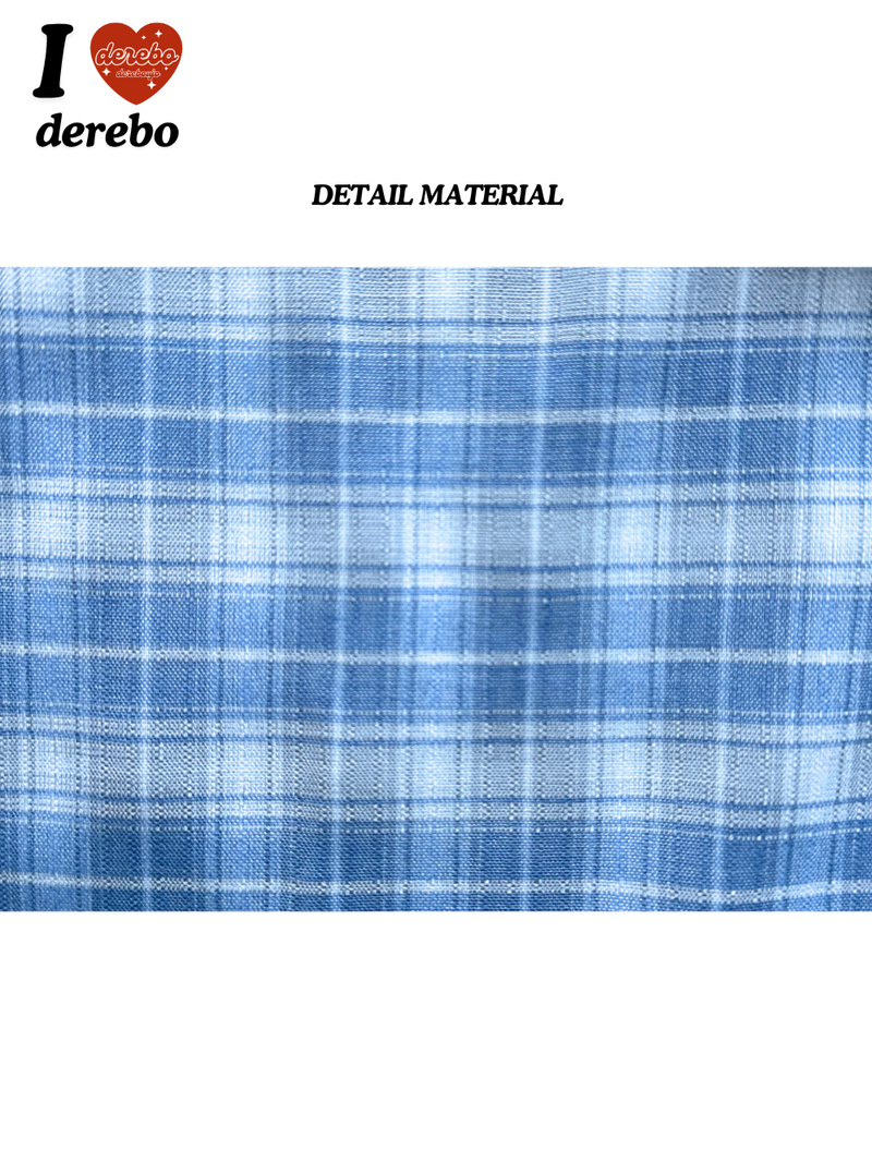Blue checkered banding wide pants