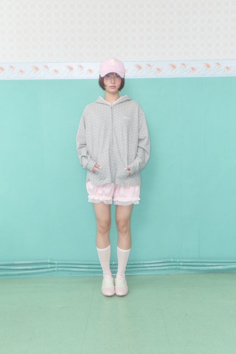 CAKE DOT LACE UP HOODIE (MELANGE)