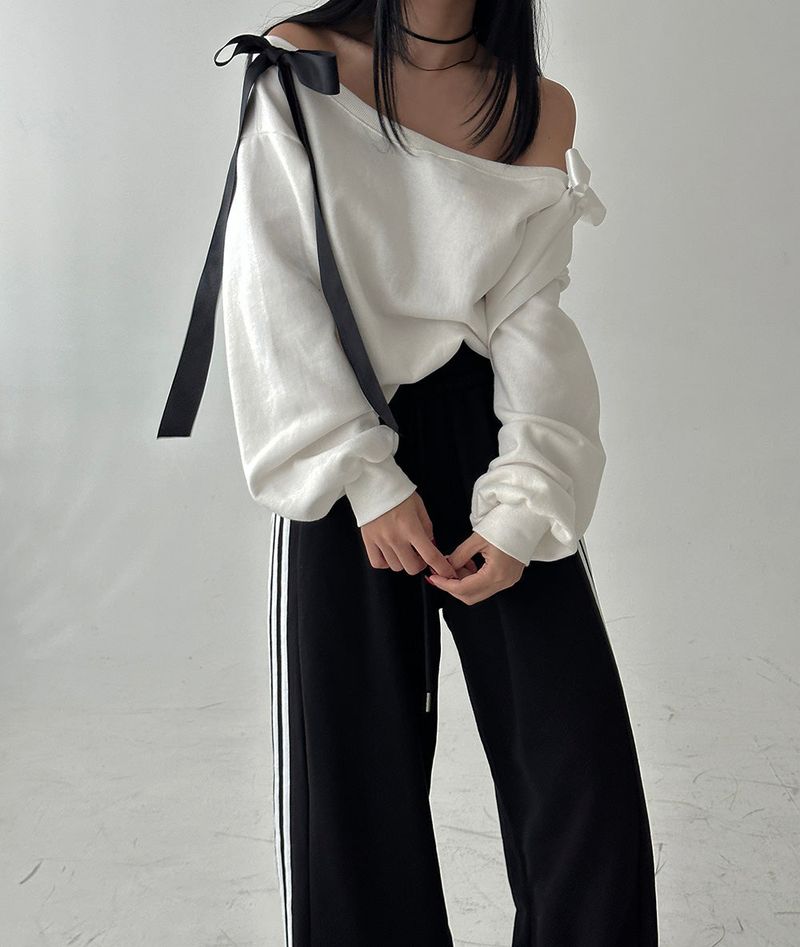 Ribbon Track Wide Pants