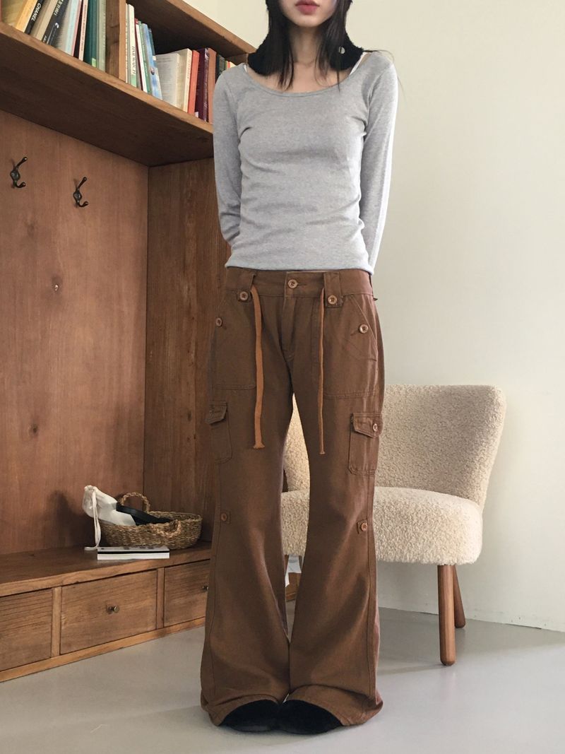 Kita y2k low rise cargo bootcut pants