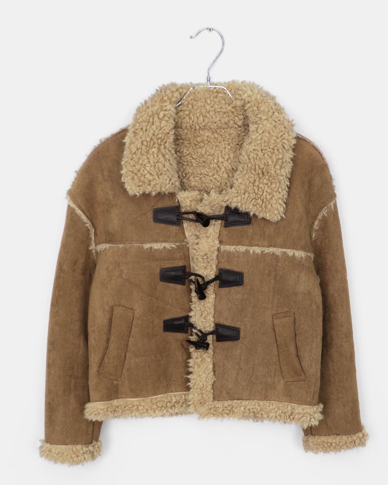 Semin Toggle Sherpa Fur Mustang Midi Jacket