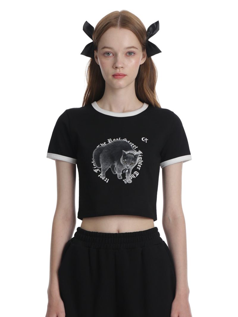 CLUT STUDIO（クラットスタジオ）の「ファイターキャットクロップTシャツ（トップス）」