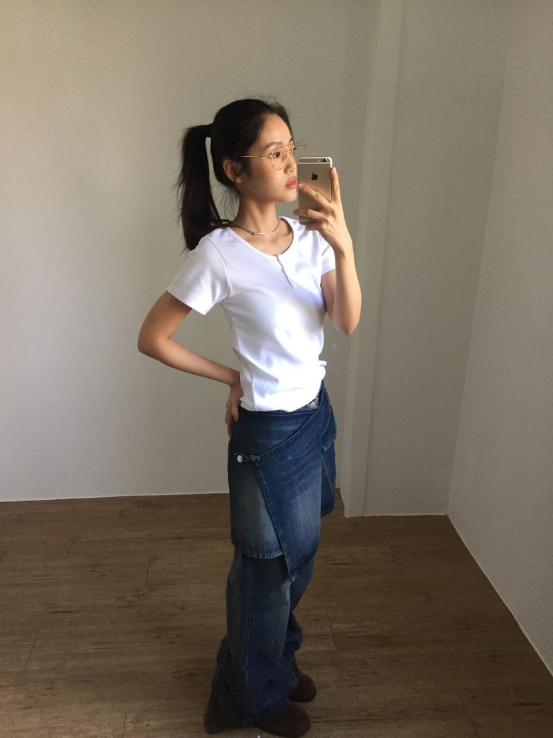 Low layered denim skirt (1color)