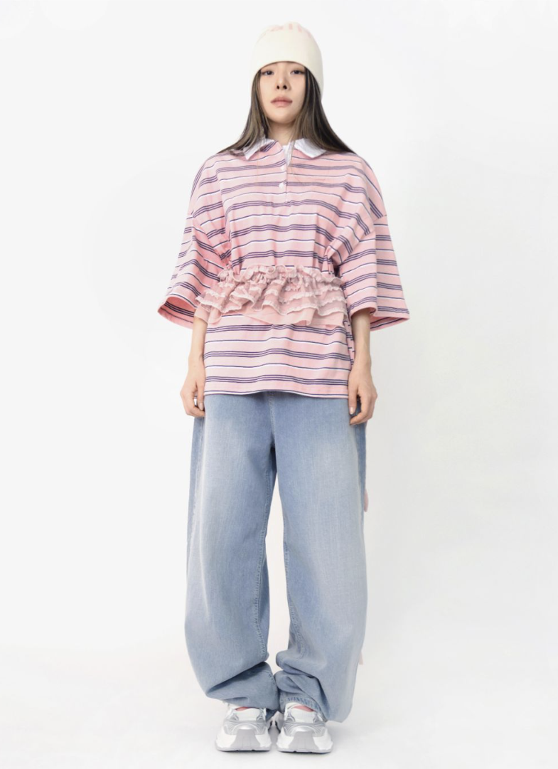 Sweet stripe collared tee(2colors)