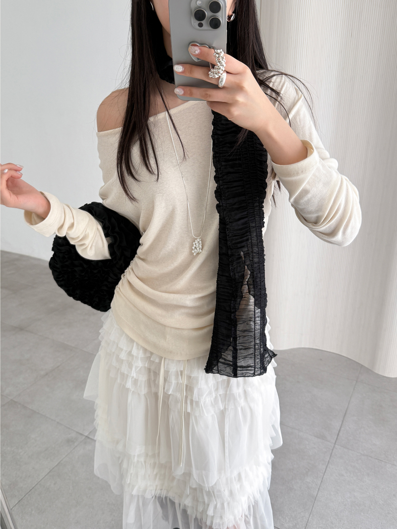crinkled veil scarf (2color)