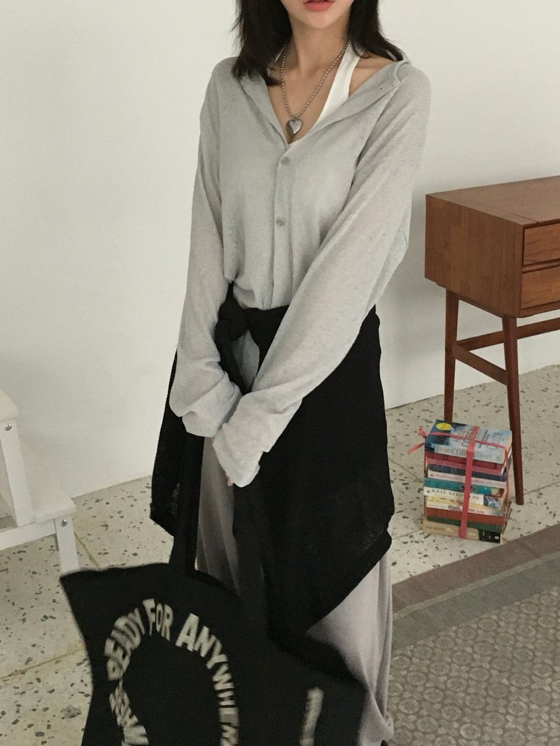 Obi linen ribbed round cardigan (4c)