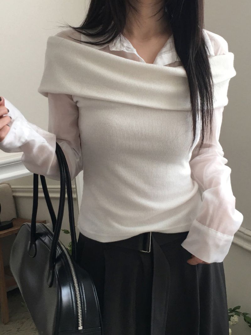 nobiyaka（ノビヤカ）の「Off-shoulder knit shirt（Tops）」