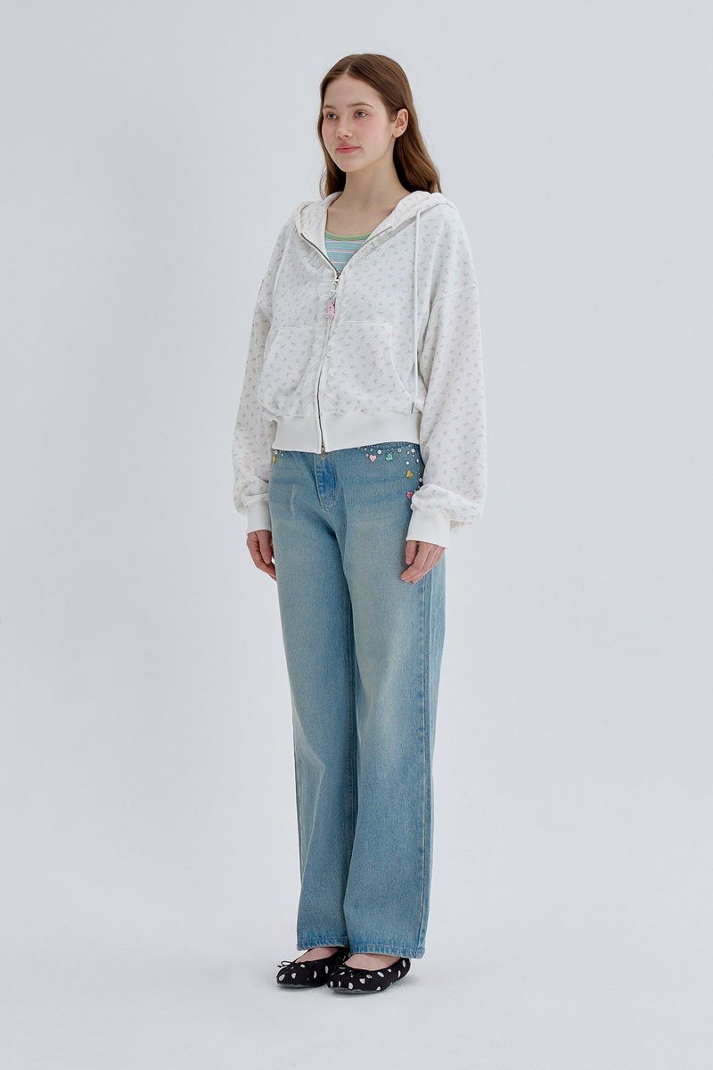 Lace Hood Zip Up [Ivory]