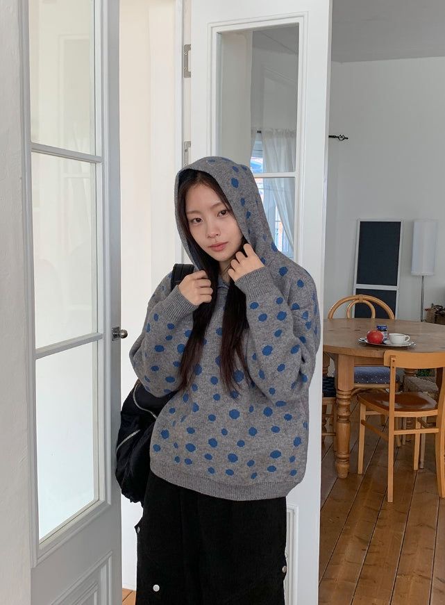 BAON（バオン）の「Hots High Neck Button Dot Hooded Knit（Tops）」