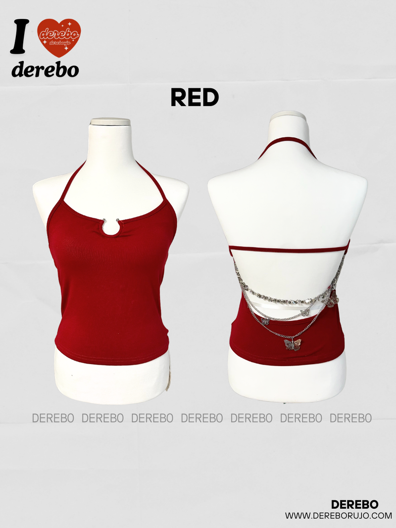 Back strap chain pad sleeveless t-shirt