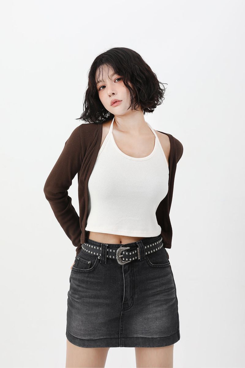 Haulter Neck Mute Cardigan SET