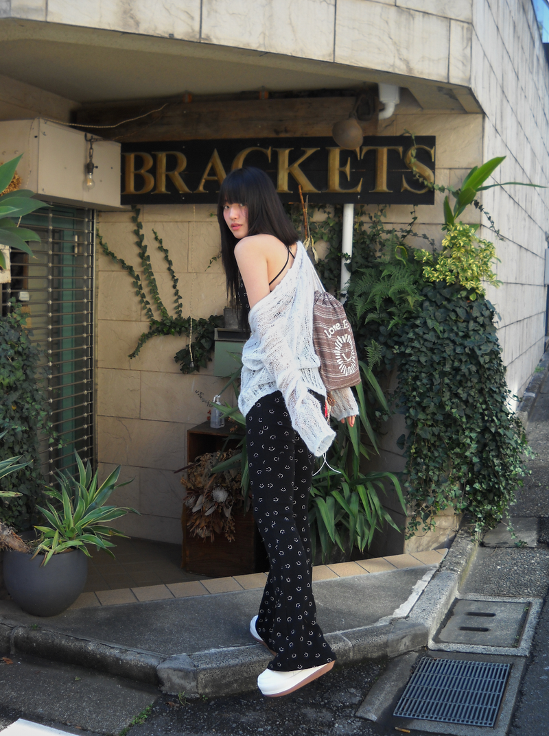 smile boot cut pants black