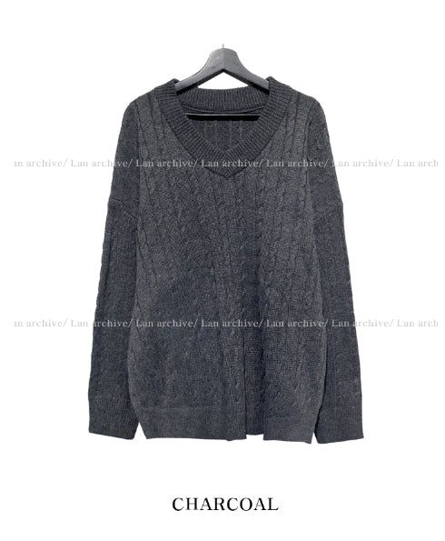 Little V-neck Cable Knit