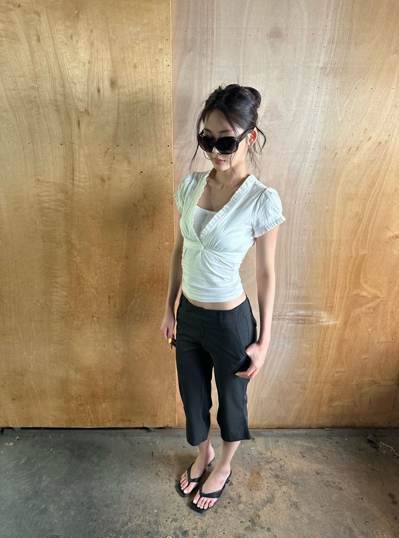 frill crop bolero blouse
