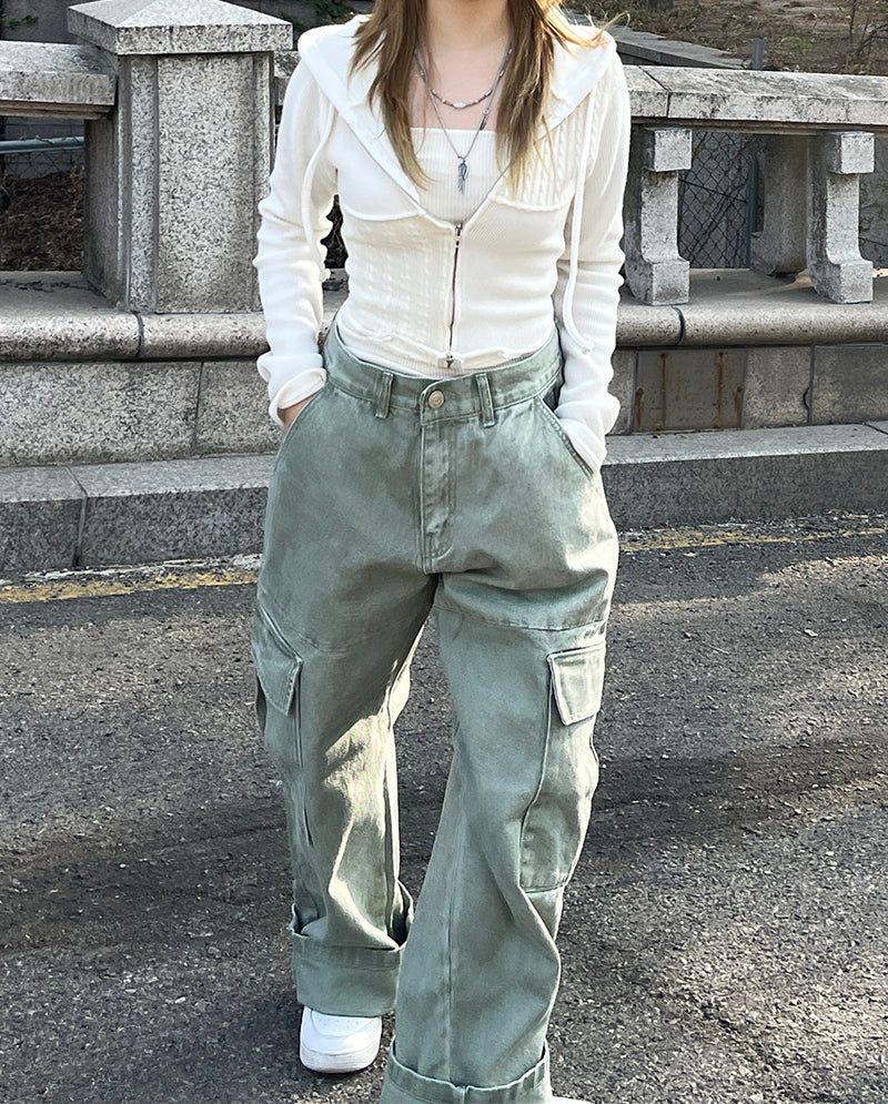 Twisted Slim Cropped Two-Way Hooded Zip-up