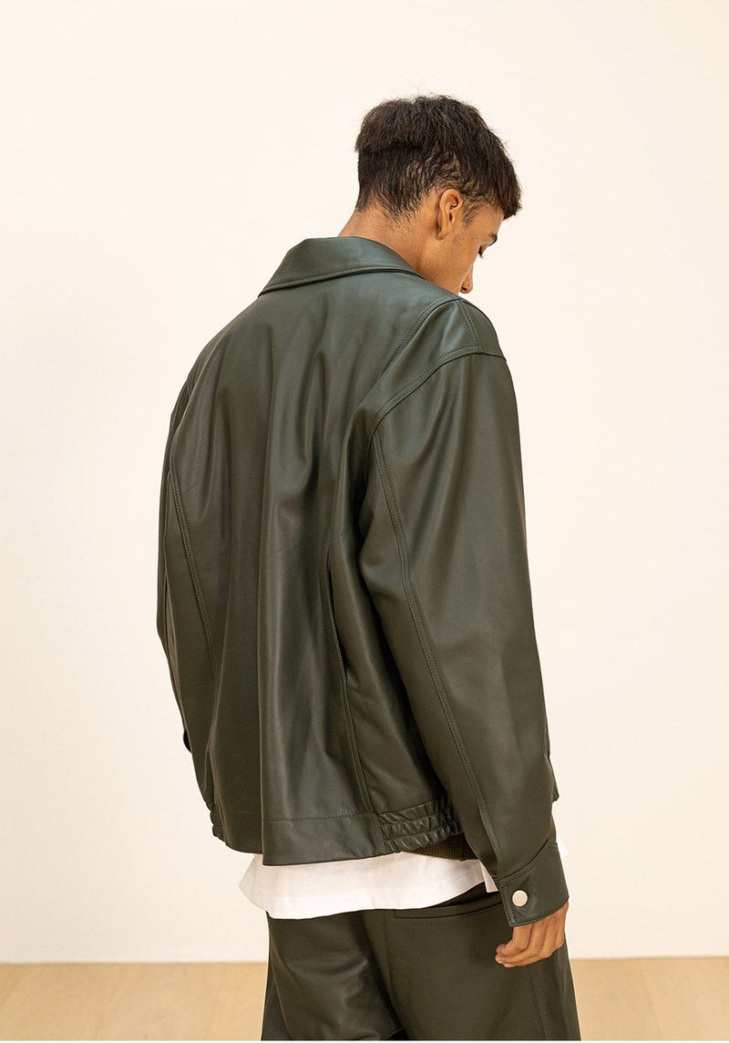 LAMSKIN OVERFIT BOMBER JACKET