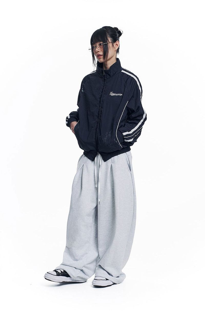 Dirty Nylon Piping Track Jacket - Navy