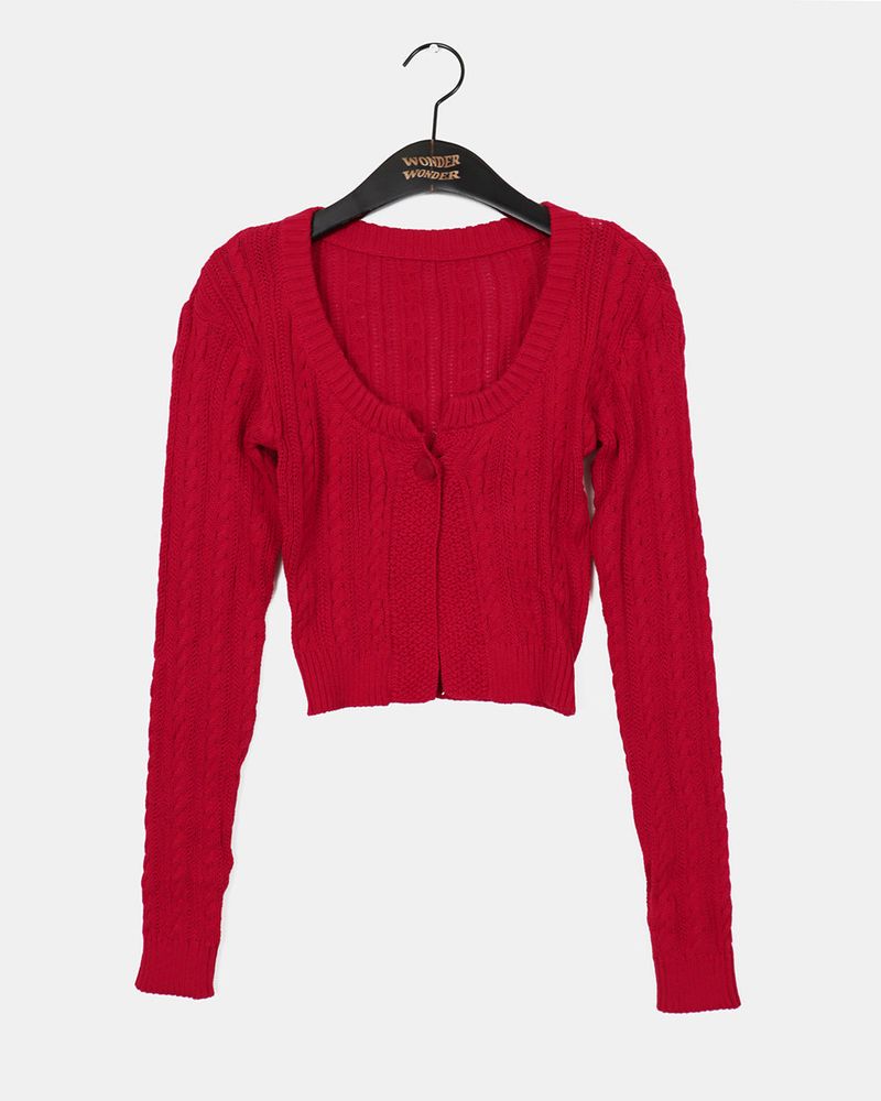 Renault Twisted one button Slim Fit Knit Cardigan