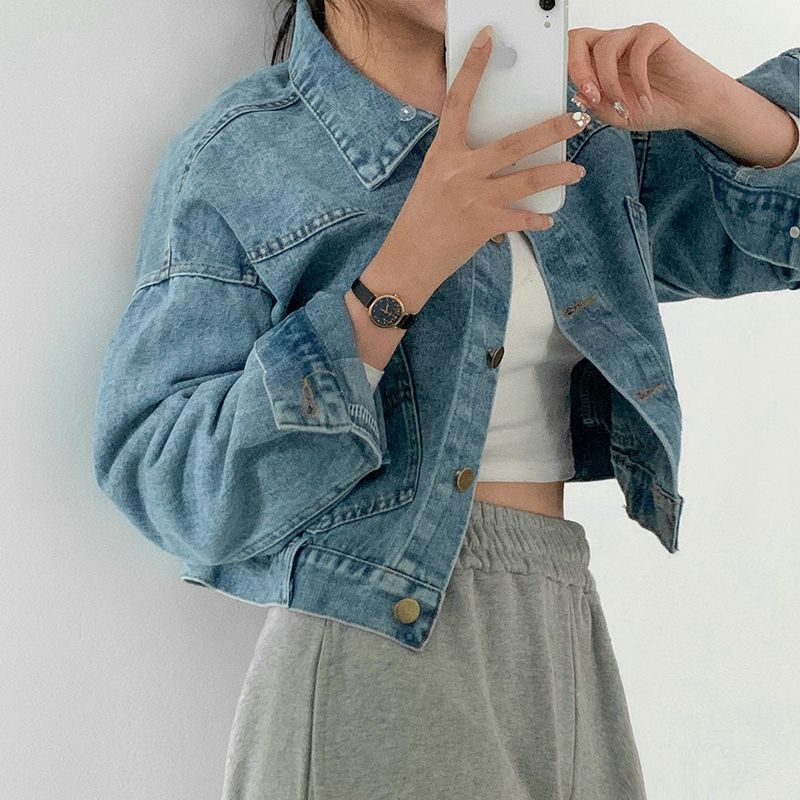 Front And Back Button Denim Jacket