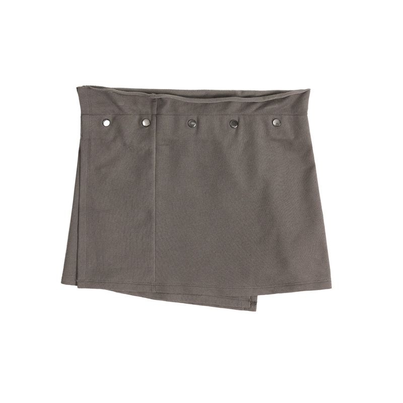 LAYERED SNAP WRAP SKIRT (TAUPE GRAY)