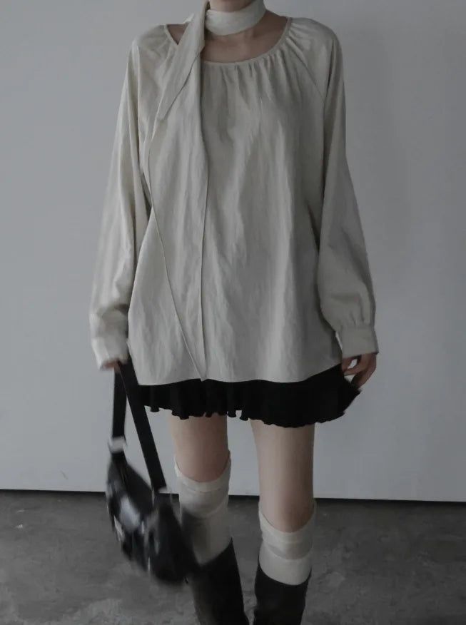 mnem（ムネム）の「Mue Shirring Scarf Blouse（Tops）」