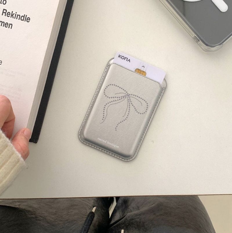 [MADE]  Twinkle ribbon magsafe card wallet(ver.2)_SILVER