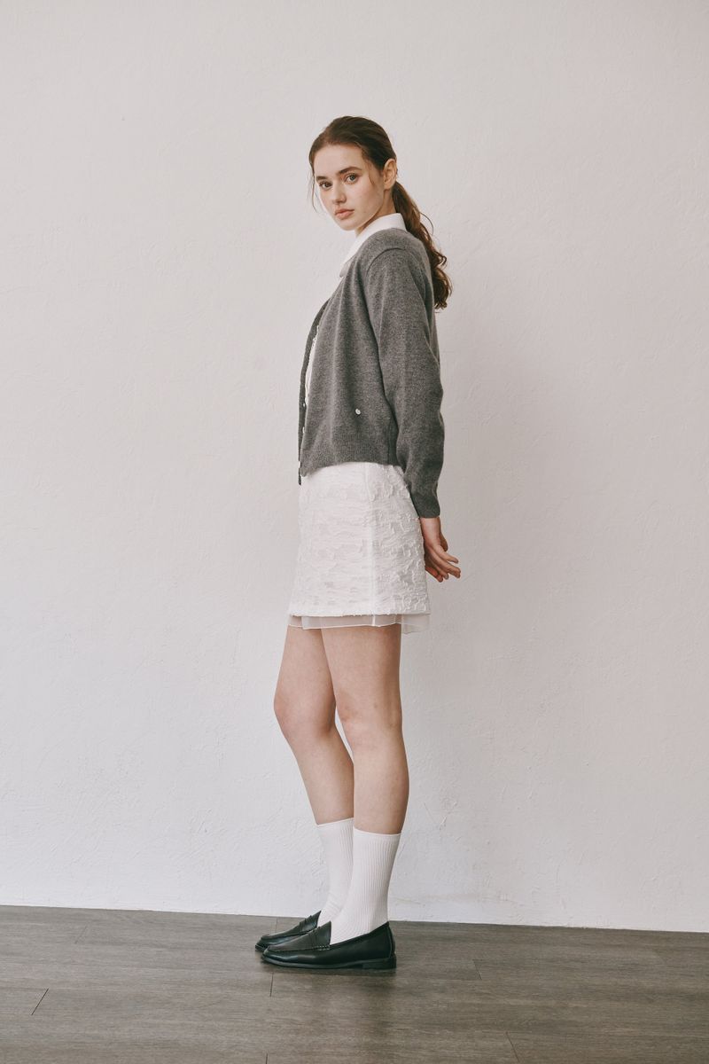 Camel round cardigan (Dark grey)