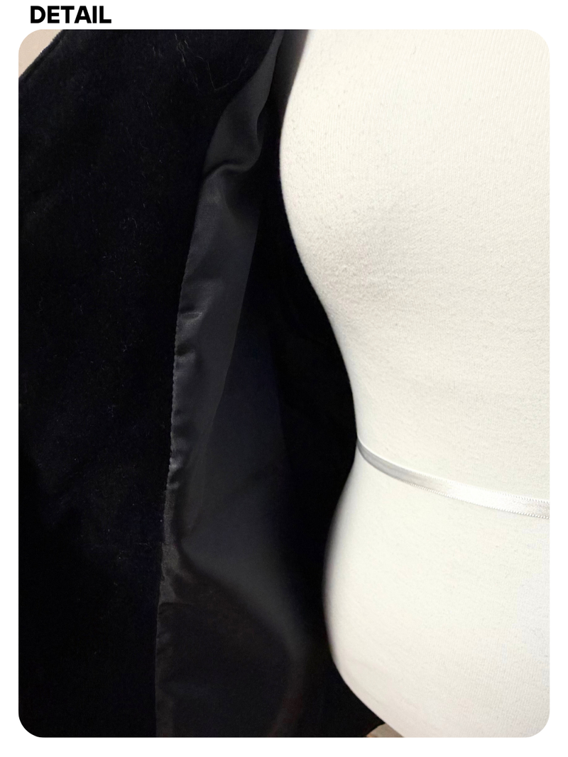 French velvet embroidered no collar jacket