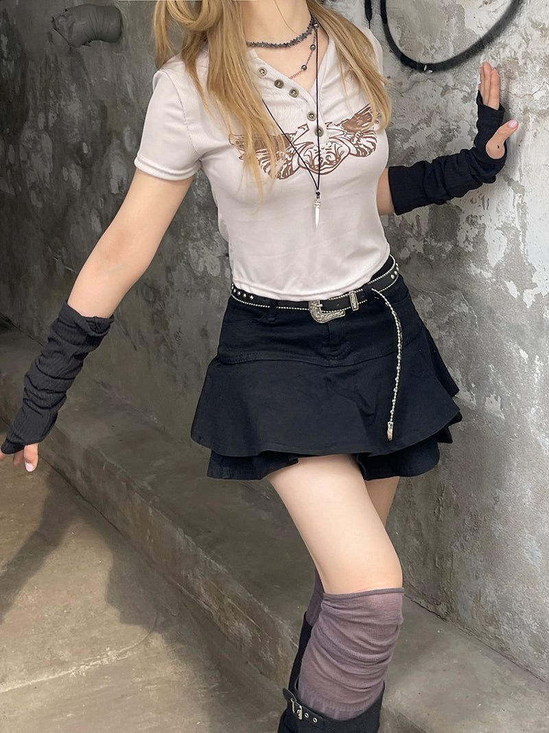 Y2k Ribbed Cropped Wings T-Shirt