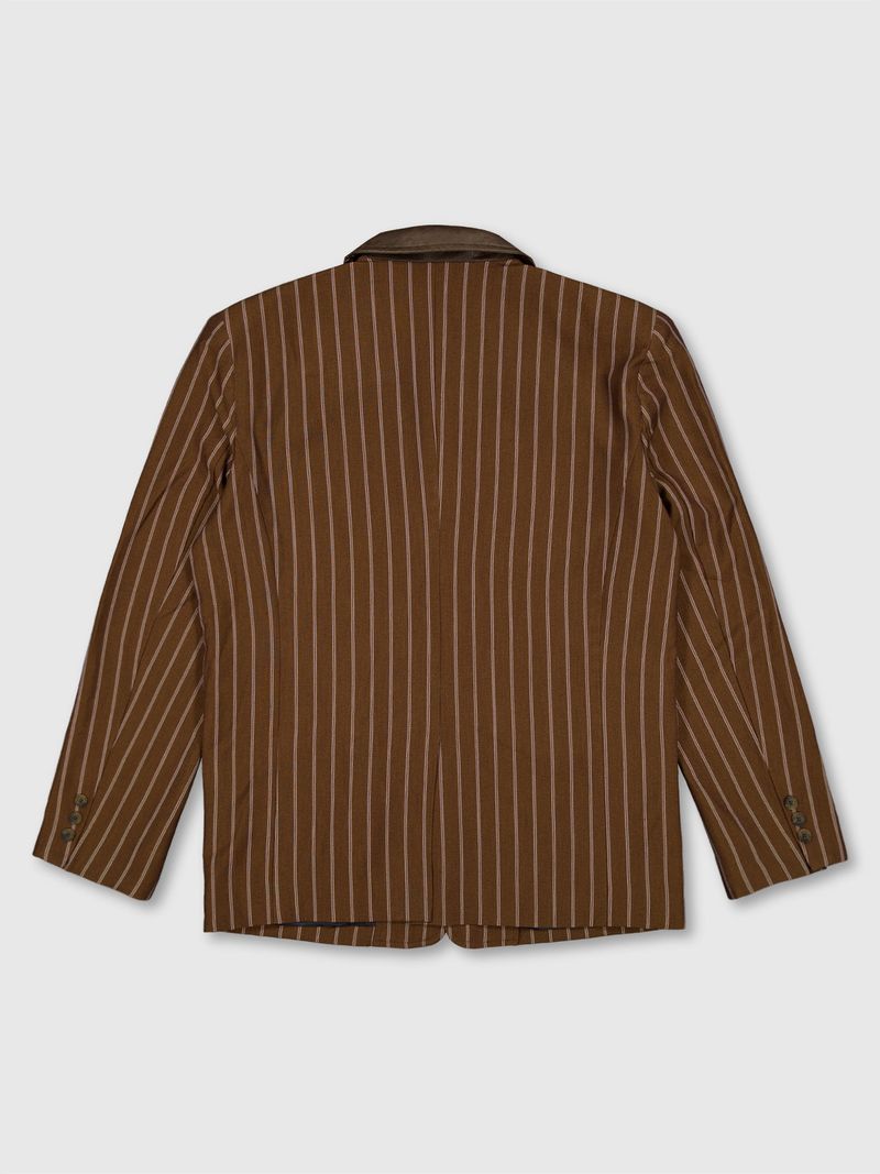 Circle Leather Patch Blazer (Brown Stripe)