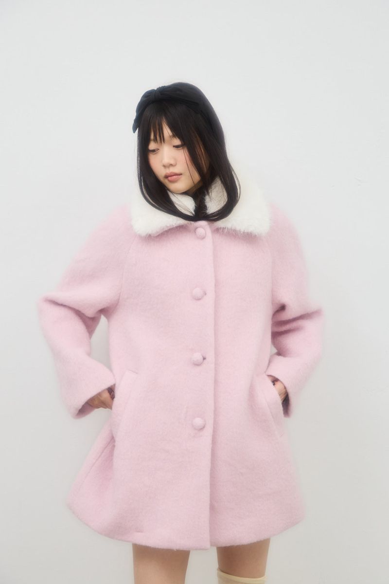 BUBBLE WOOL HALF COAT (PINK)