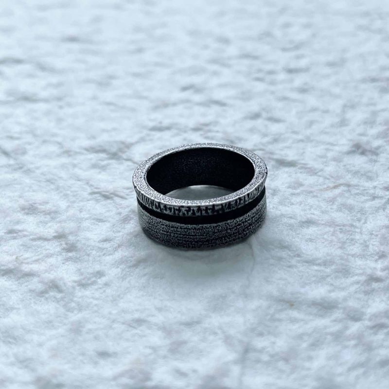 Oxidized Engraved Wide Ring