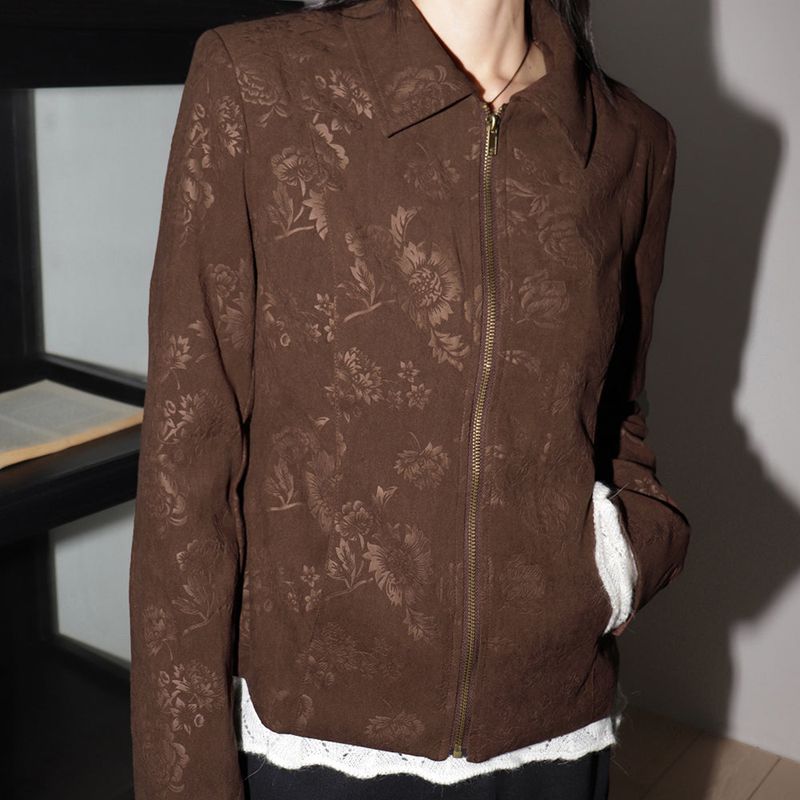 WONDER WONDER（ワンダーワンダー）の「[MADE] Goats Vintage Rose Jacquard Suede Zip-Up Jacket（Jackets/Outerwear）」