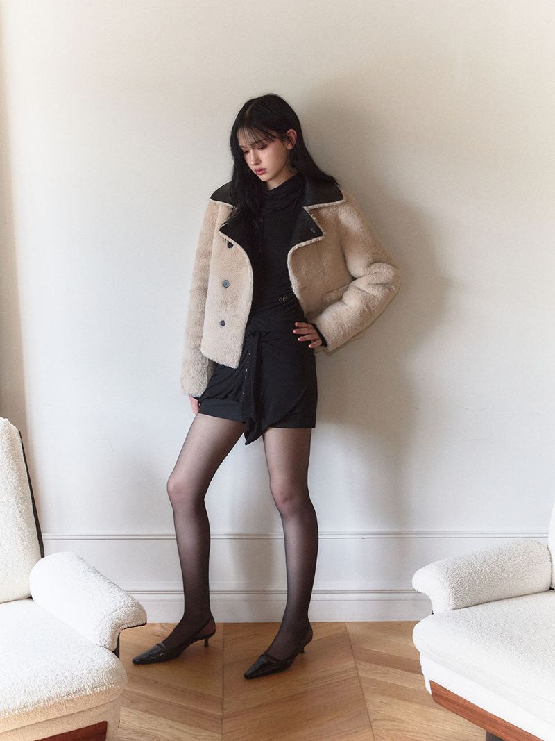 Reversible shearling mustang (Black)