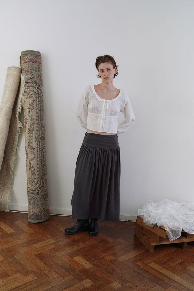 Mona shirring skirt_charcoal