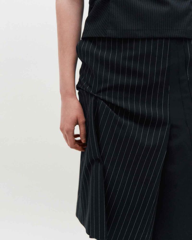 Wide Tie Stripe Halter Top _ BLACK