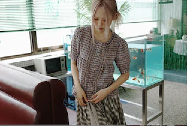Check Tie Skirt (beige)
