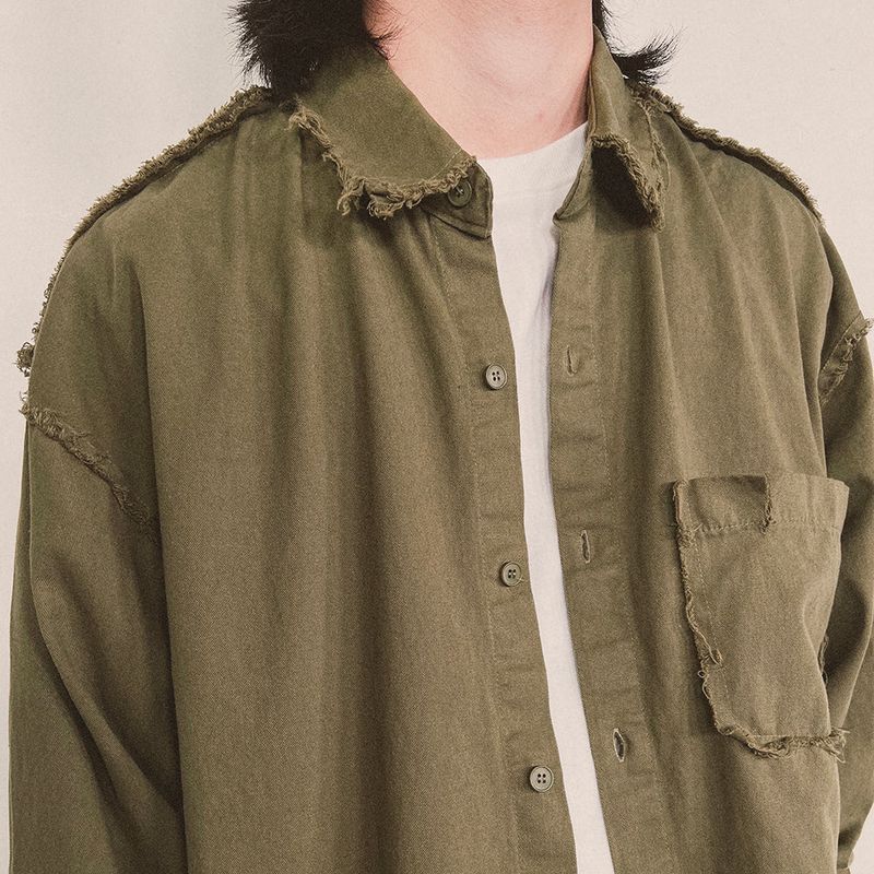grunge plain shirt_khaki
