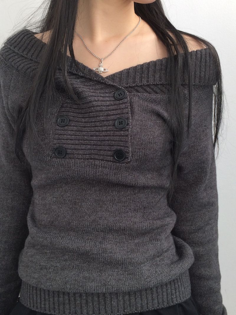 button shawl collar knitwear
