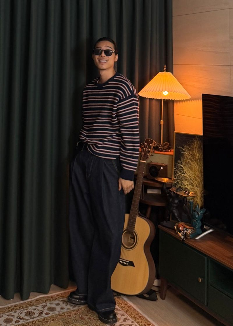 Reverse stripe knit 2COLOR