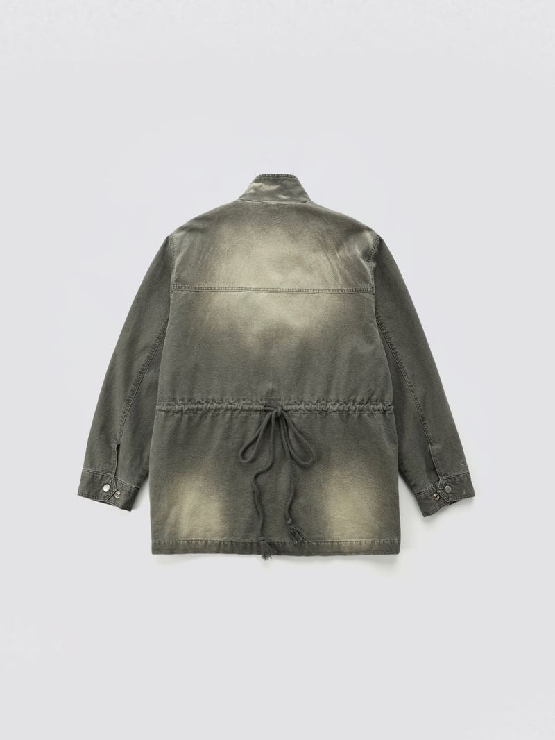 Washed High-Neck Field Jacket_Khaki