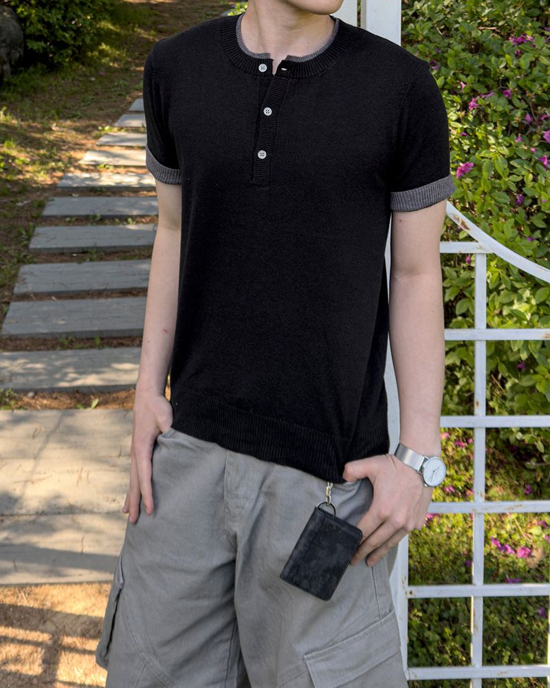 Eren Layered Henley Neck Knit
