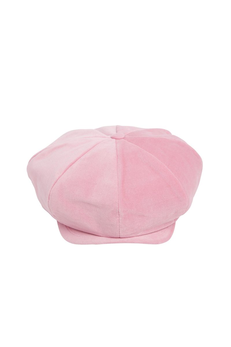 VELVET NEWSBOY CAP / PINK