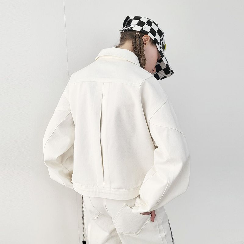 [RECYCLE COTTON] PRINTED ROUND COLLAR JACKET_WHITE