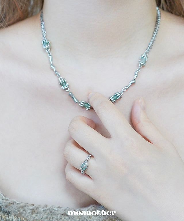 Green Oval Open Ring