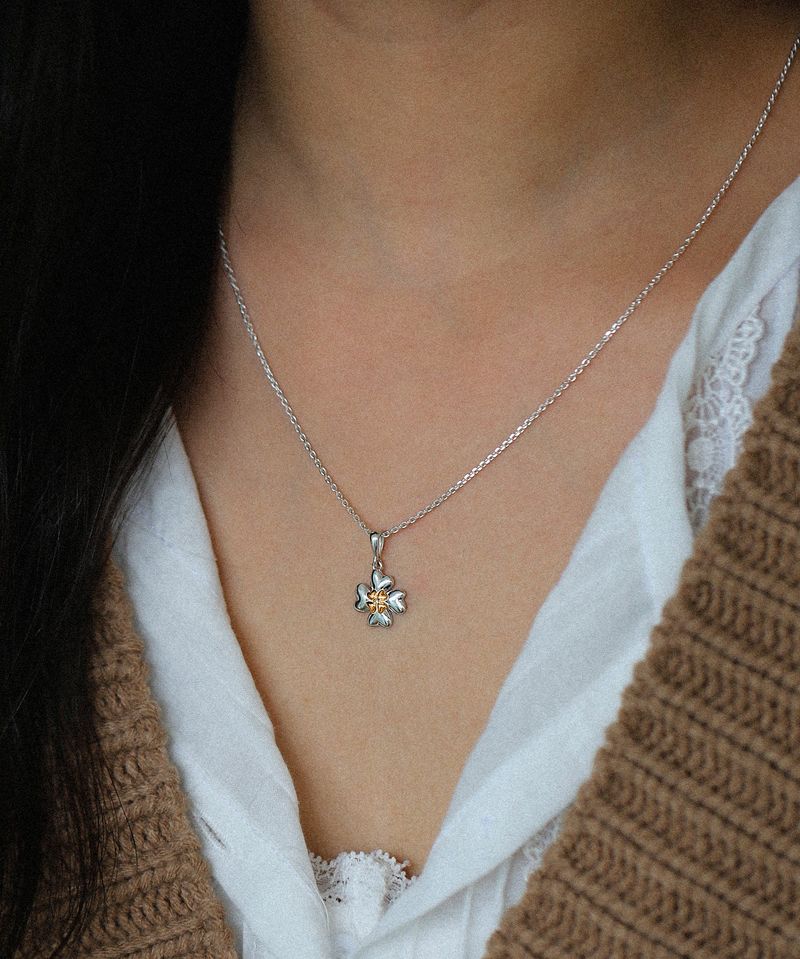 Double clover necklace G (925 silver)