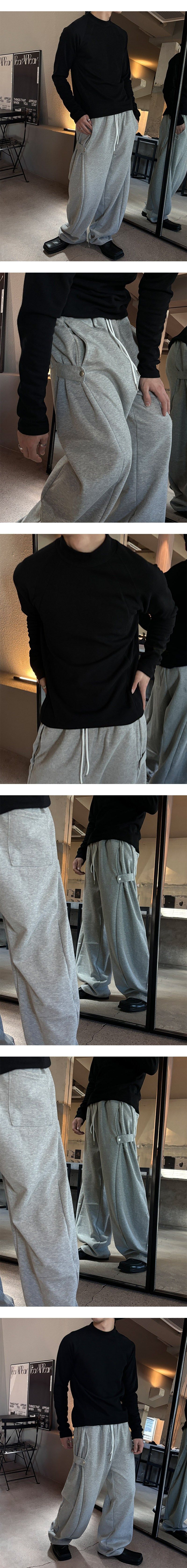 [Unisex] Side strap wide sweat pants(4color)