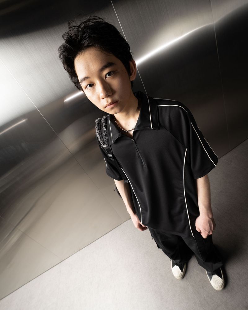 Piping Half Zip-Up Jersey (Black)