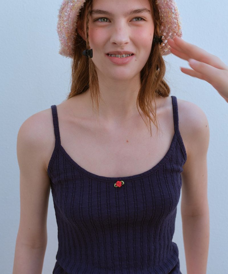 FUN FROM FUN(ファンフロムファン)の「 ROSE SLEEVELESS TEE, DARK NAVY(Tops)」